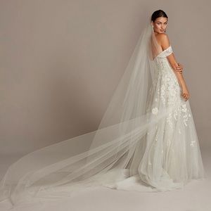 Raw-Edge Tulle Cathedral-Length Veil